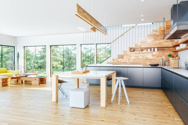 Open-plan kitchen and living room design